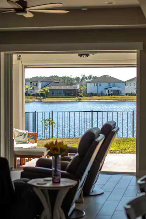 Waterfront view through the living area
